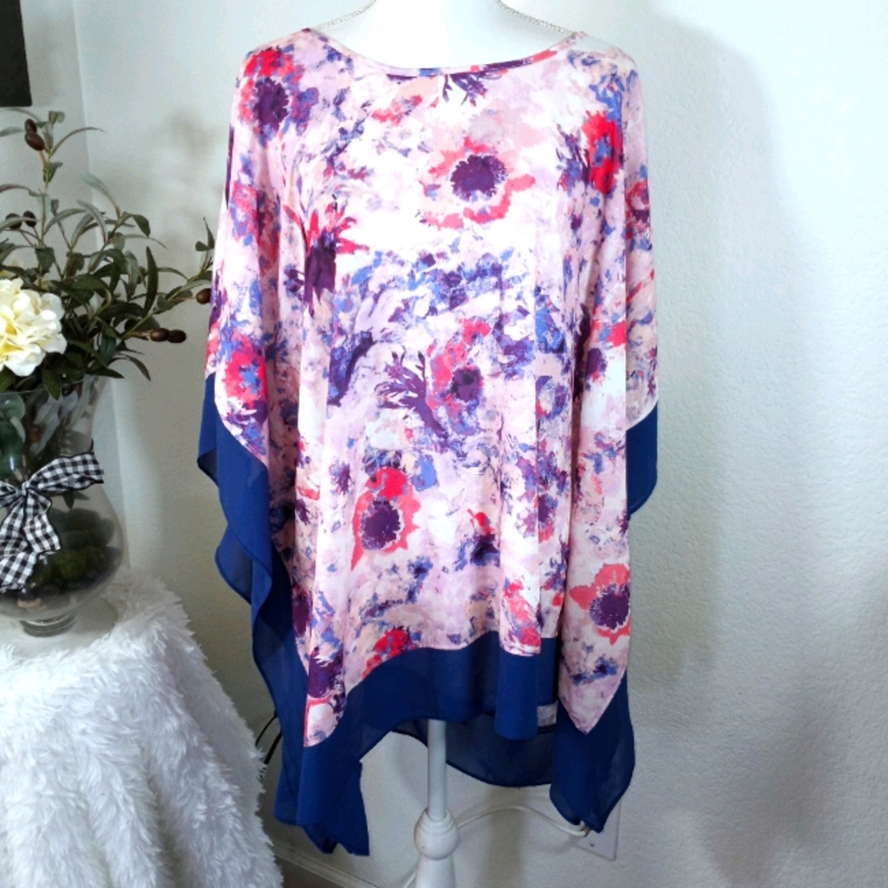 AVA & VIV PURPLE PINK PONCHO SZ.4X EUC